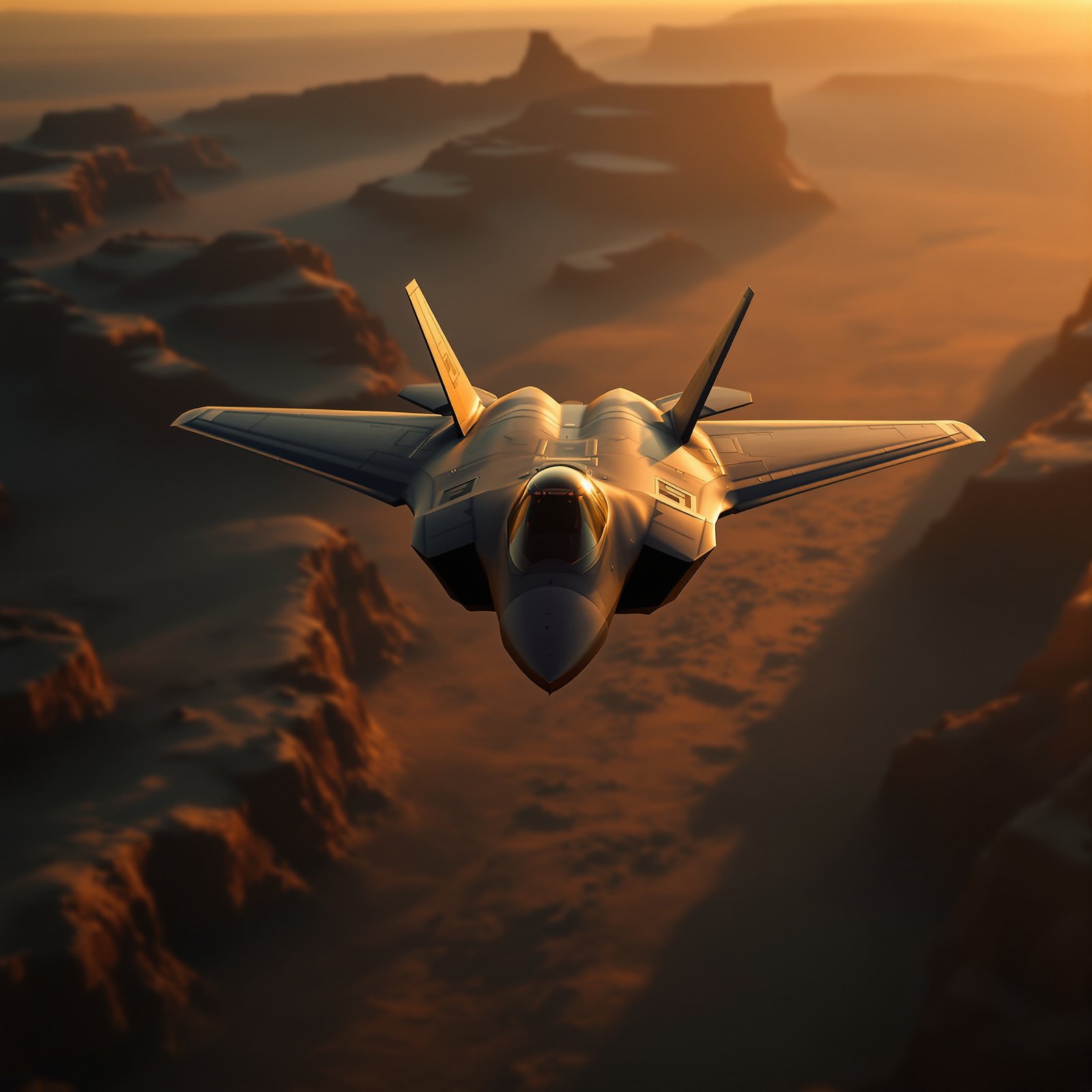 Avión de combate en vuelo rasante
