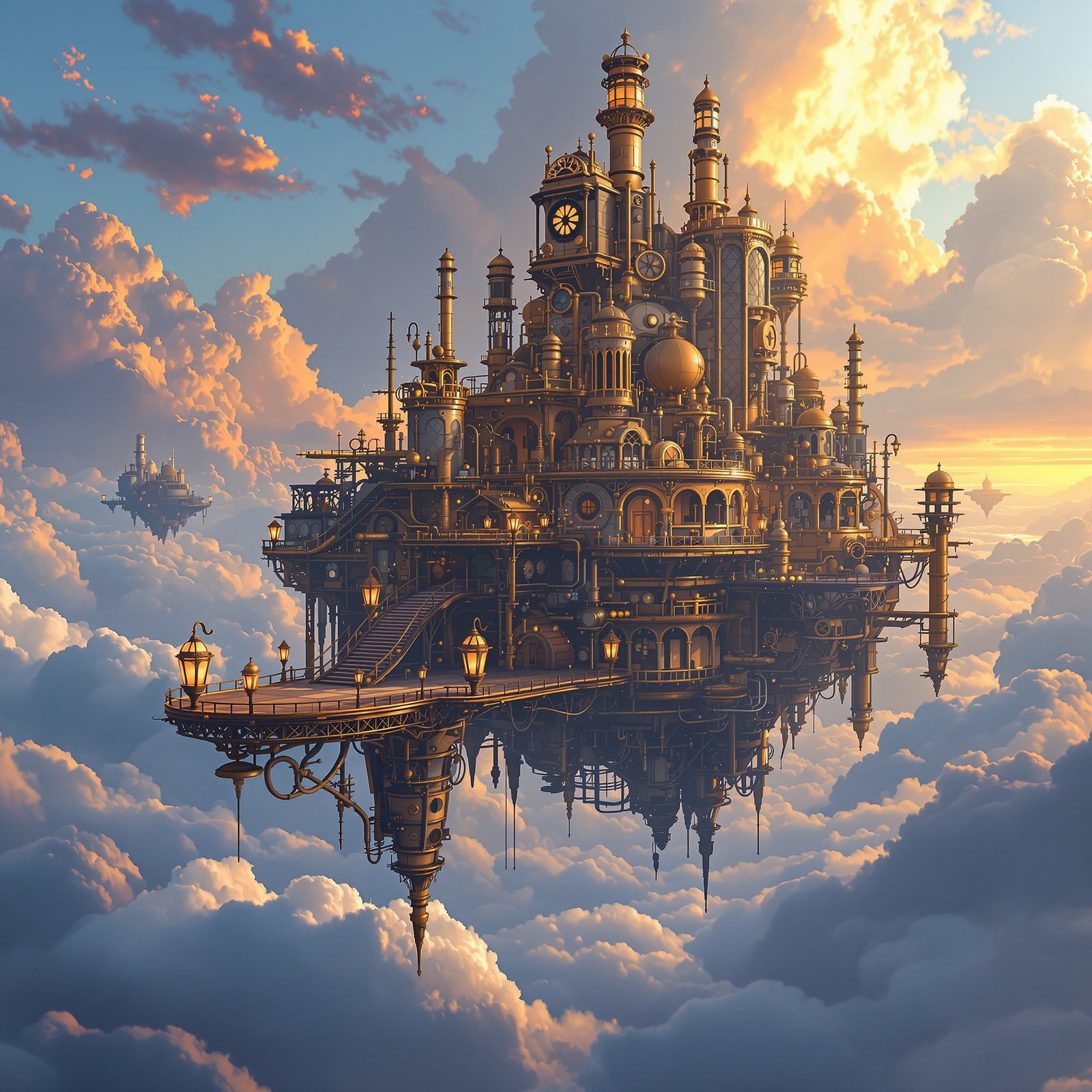Ciudad flotante entre nubes