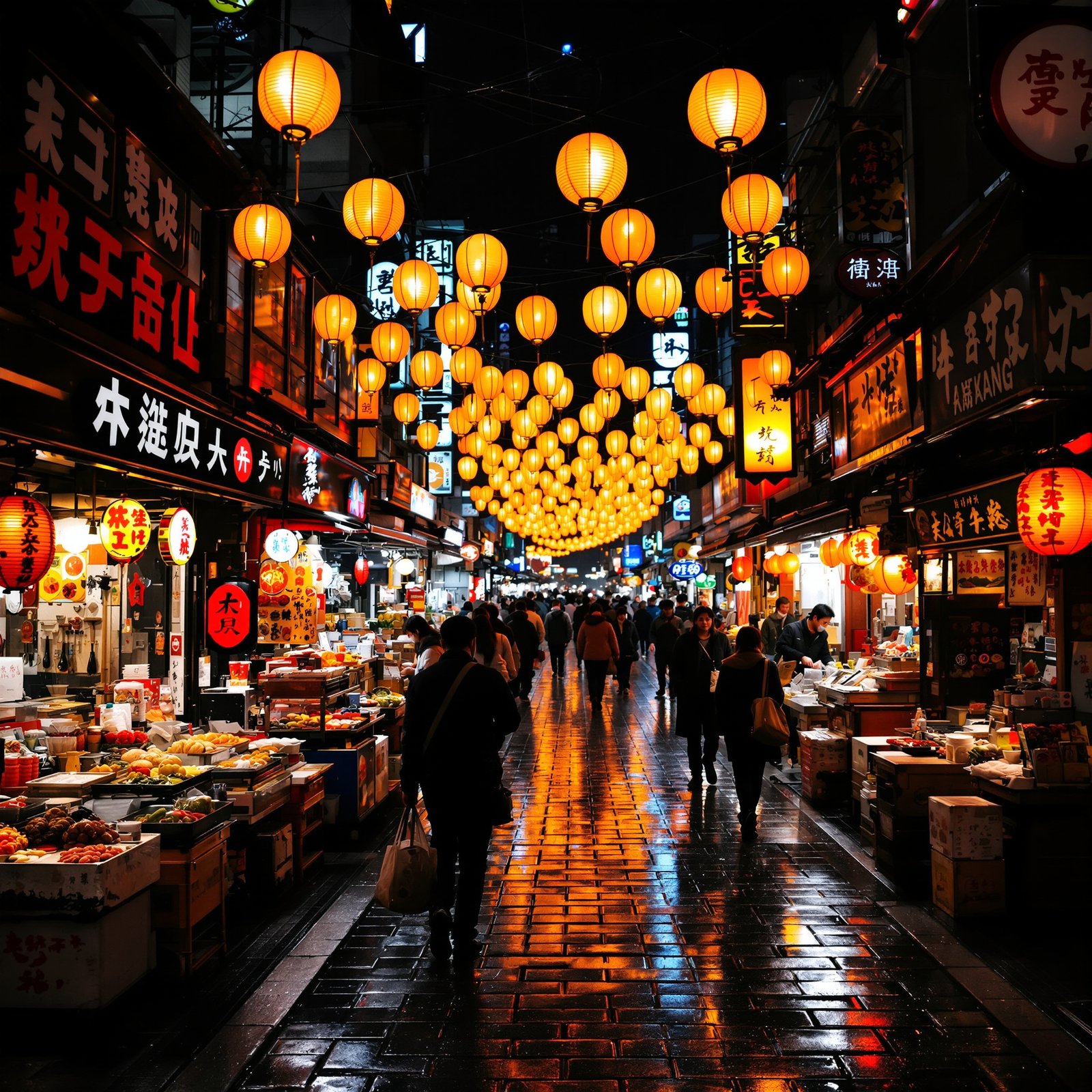 Mercado nocturno japonés