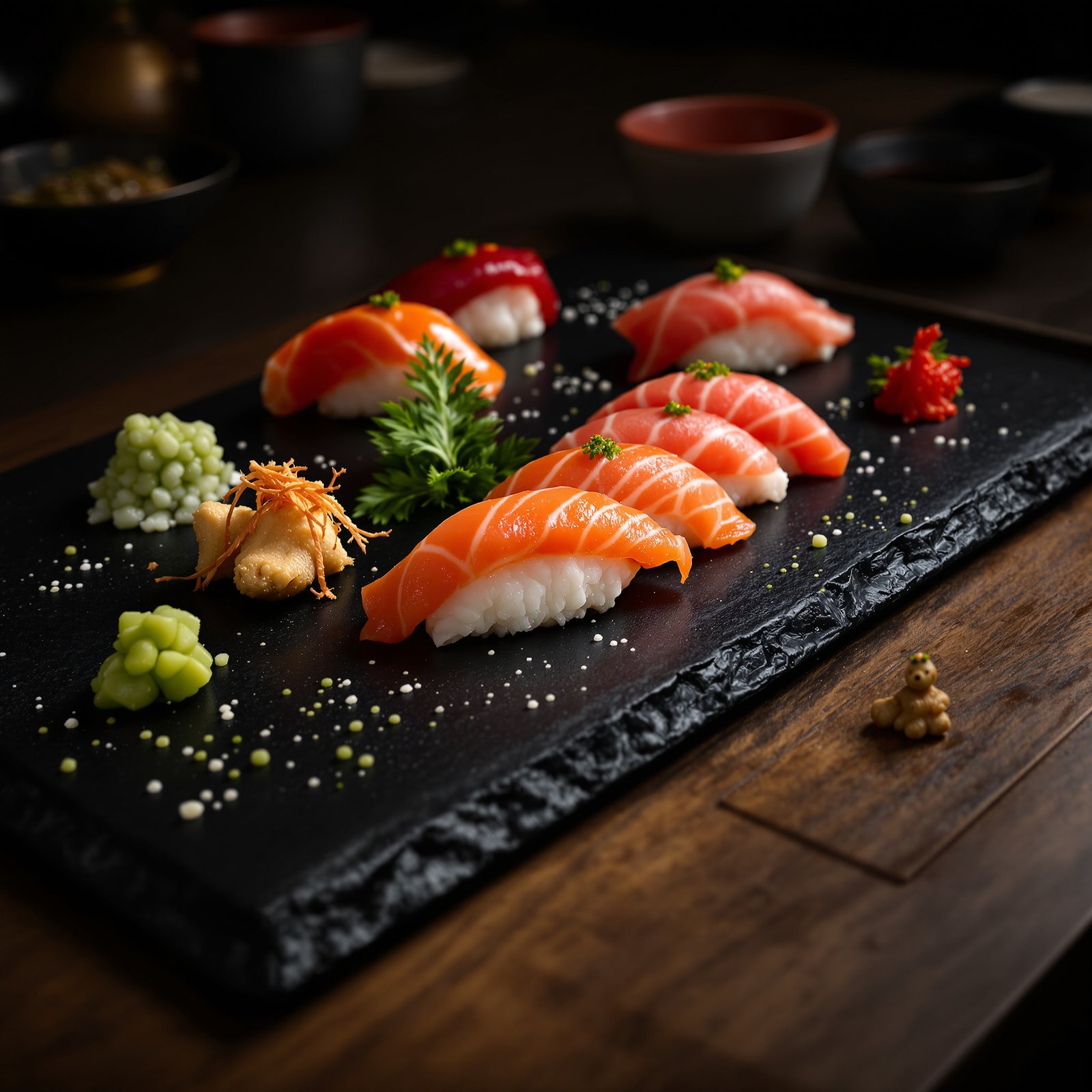 Sushi premium en restaurante japonés
